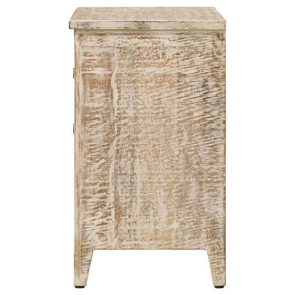 English Elm Kenzie Solid Mango Wood Cabinet with Carved Mandala Drawers in Whitewash Boho Finish B062P447820