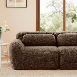 English Elm L-shaped Plush Sectional Sofa with Movable Ottoman and High Density Foam Living Room W714S01541