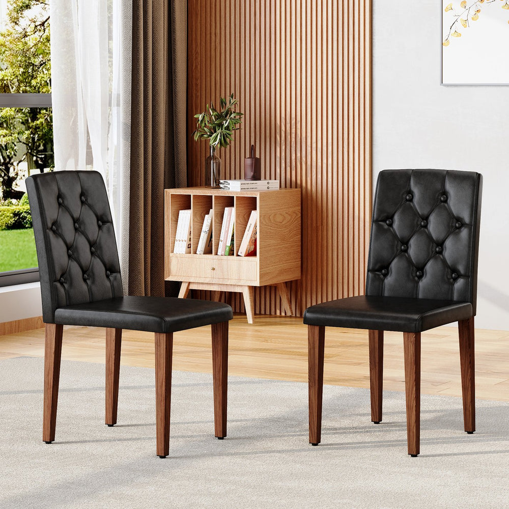 English Elm 4-piece Brown Suede Dining Chair Set with Tufted Back and Walnut Metal Legs Black,Walnut W1151P361163