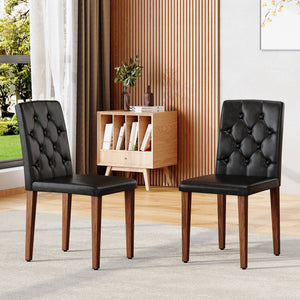English Elm 4-piece Brown Suede Dining Chair Set with Tufted Back and Walnut Metal Legs Black,Walnut W1151P361163
