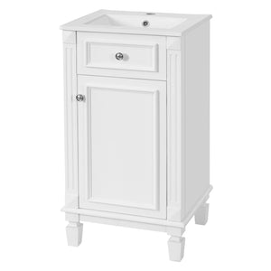 English Elm 18-inch French Country Freestanding Bathroom Vanity Rubberwood Cabinet with Ceramic Sink White N710P371187K