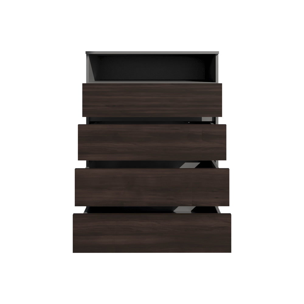 English Elm Dresser, 4 Drawers 1 Shelf in Matt Gray & Dark Oak — Elegant, FSC-Certified Storage for Bedroom Decor B097P369437