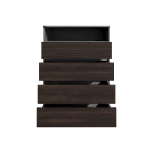 English Elm Dresser, 4 Drawers 1 Shelf in Matt Gray & Dark Oak — Elegant, FSC-Certified Storage for Bedroom Decor B097P369437