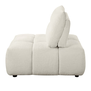 English Elm Loanna Beige Linen Modular Sectional with Chaise, Ottoman & Adjustable 13" Seat-Back for Flexibility B2726S00386