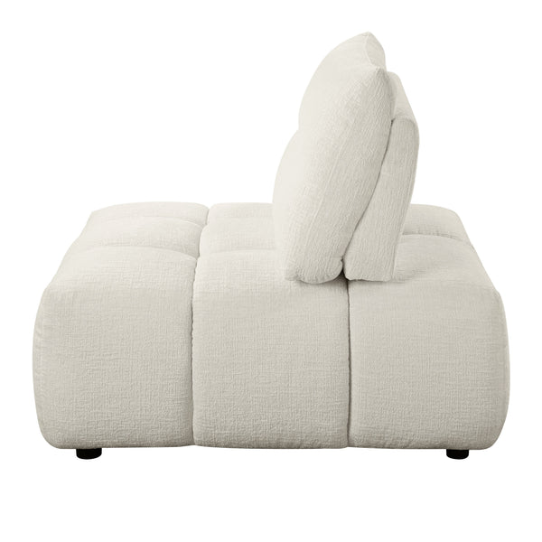 English Elm Loanna Beige Linen Modular Sectional with Chaise, Ottoman & Adjustable 13" Seat-Back for Flexibility B2726S00386