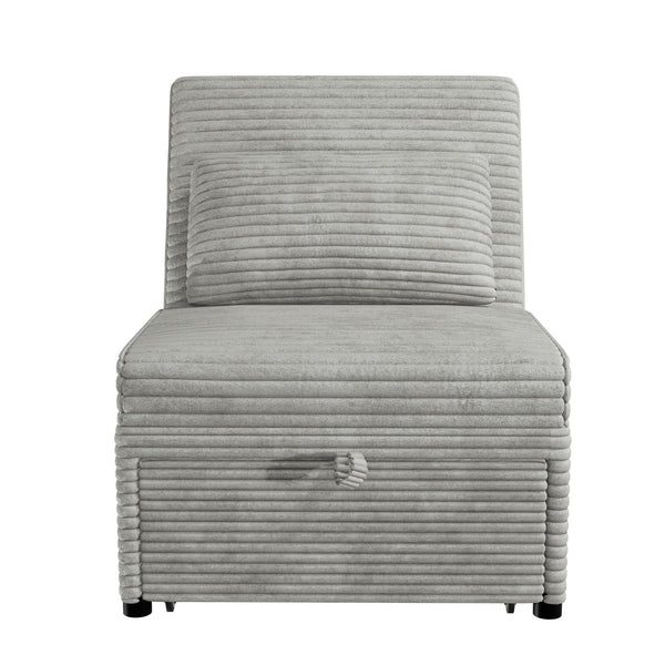 English Elm Contemporary Cozy Convertible Sleeper Sofa Chair with Tufted Corduroy Seat, Pull-Out Bed & Pillow Included Natural Ash 32 L x 16.5 W x 44 H B011P281839