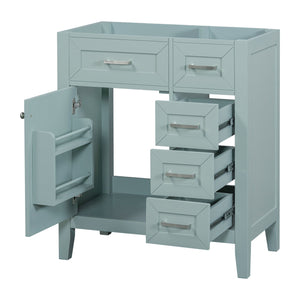 English Elm 30" Modern Bathroom Vanity Cabinet Base with 3 Drawers, Solid Frame MDF, Undermount Ready, 200lb Capacity Green WF321000AAF