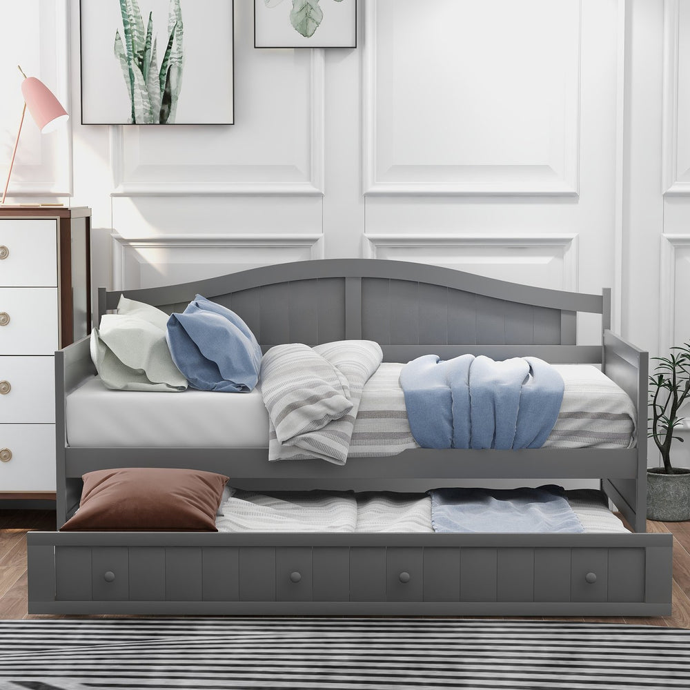 English Elm Twin Cottage Beadboard Daybed with Pull Out Trundle Solid Pine Guest Room Frame N708P357100E