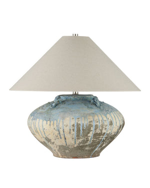 Currey & Company Catania Antique Blue Drip Table Lamp – Handcrafted Terracotta With Unique Glaze, 2ft Bold Statement Piece Blue Terracotta 6000-1044-currey-company