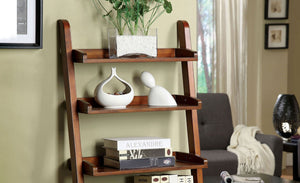 English Elm Stylish Oak Ladder Shelf 5-Tier Display Unit 23"W x 8"D x 42.5"H — Modern Transitional Storage, Easy Assembly B2741P342792