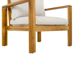 English Elm Outdoor Acacia Hardwood Patio Chair with Water-repellent Cushions for Deck or Garden N757P354832B