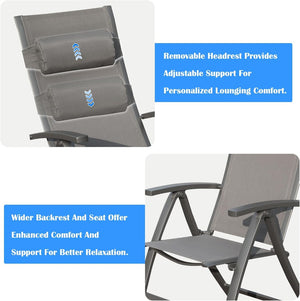 English Elm Patio Folding Chairs Set Of 2 – Lightweight, Ergonomic, Textilene Fabric For Ultimate Outdoor Comfort W1859P321614-GIGA