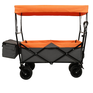 English Elm 480lbs Foldable All-terrain Wagon with Canopy Mosquito Net for Camping Outdoor Orange W2932P253227