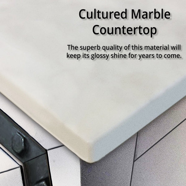 English Elm White Double Bath Vanity With Cultured Marble Top & Faucet Set – Stylish, Durable, & Spacious Design B2731P260648-GIGA