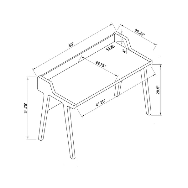 English Elm Home Office Writing Desk With Usb-A Ports, Grounded Outlet & Stylish Wooden Leg Frame Design B107P302908