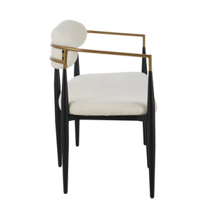 English Elm Metal Boucle Settee Loveseat with Sculptural Toothpick Legs for Modern Living Spaces Beige,Gold+Black N771P247148B