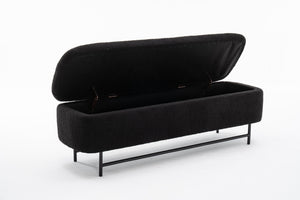 English Elm Bench Modern Black Upholstered Storage Seat – Versatile Entryway, Living Room, Or Bedroom Accent T3903P372081