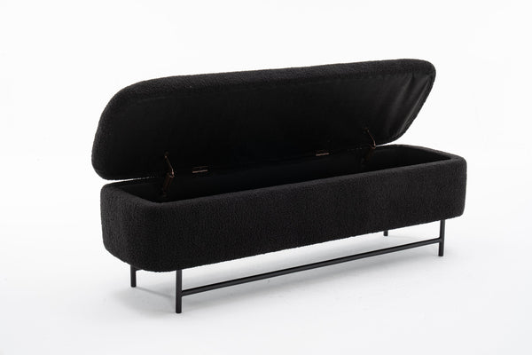 English Elm Bench Modern Black Upholstered Storage Seat – Versatile Entryway, Living Room, Or Bedroom Accent T3903P372081