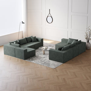 English Elm 188-Inch Corduroy Modular L Shaped Sectional Sofa with Extra-Wide Seating, No Assembly Required Army Green W834S00474