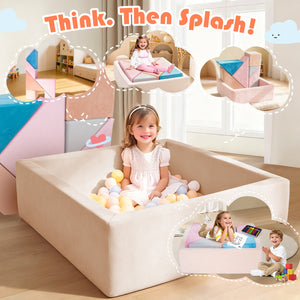 English Elm Tangram Modular Play Couch Sponge Kids Sofa Fort Builder Playroom Furniture Multicolor Pink T5880P493444