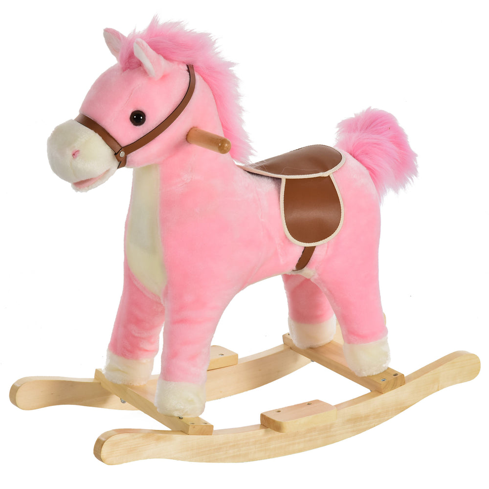 English Elm Qaba Plush Rocking Horse Toy with Galloping Sounds Sturdy Metal Frame for Toddlers W2225P217687