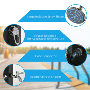 English Elm Outsunny Freestanding Solar Poolside Shower with 360 Head and 9.2 Gallon Heated Tank W2225P200538