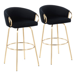 English Elm Contemporary Velvet Swivel Barstools with Gold Frame Glam Seating for Home Bar Set of 2 B202S00503