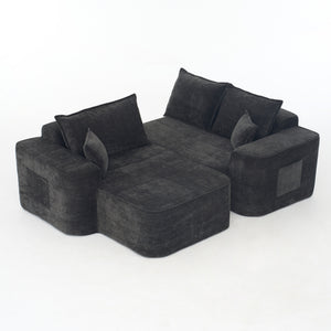 English Elm L Shaped Chenille Sectional with Deep Seats Modular Cloud Sofa for Living Room W3163S00104