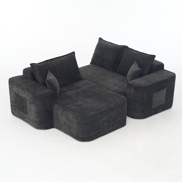 English Elm L Shaped Chenille Sectional with Deep Seats Modular Cloud Sofa for Living Room W3163S00104