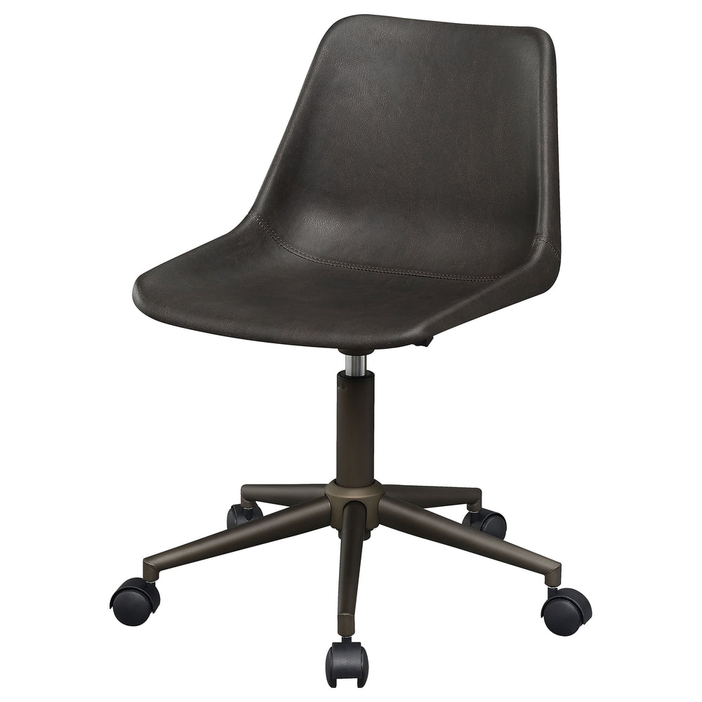 English Elm Ralston Brown Upholstered Office Chair with Ergonomic Curved Seat, Soft Padding, Smooth Casters, Stylish Comfort B062P331104