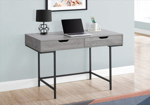 English Elm Computer Desk - Contemporary 48" Grey Laminate With Black Metal Frame, Stylish Storage Drawers, Modern Home Office B2710P219839