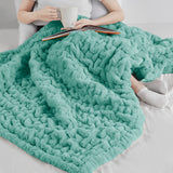 Madison Park Ruched Fur Glam/Luxury Throw MP50-4877 Aqua