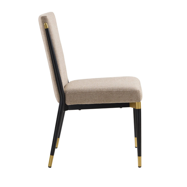 English Elm Armless Dining Chairs Iron Frame Wood Grain Finish Ergonomic Cushioned Seat Set of 2 Black+Brown N771P345829H