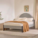 Queen Metal and Upholstered Bed with Arched Headboard Grey GASB5CGY Walker Edison