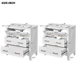 English Elm 60'' Bathroom Vanity Set With Elegant Ceramic Sink, Soft-Close Drawers, Solid Wood Frame Storage Solution N710SS00003K