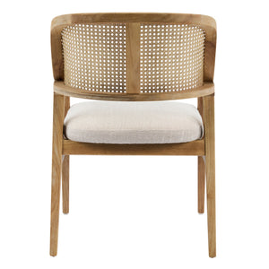 English Elm Mid-century Modern Dining Chairs Set of 2 Rattan Cane Back Rubberwood Upholstered Beige+Natural N768P411344N