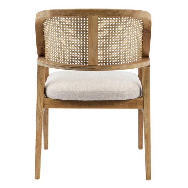 English Elm Mid-century Modern Dining Chairs Set of 2 Rattan Cane Back Rubberwood Upholstered Beige+Natural N768P411344N