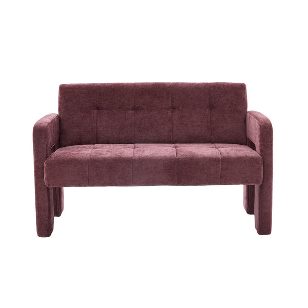 English Elm Nordic Ergonomic Double Armchair Upholstered Chenille Sofa 2-Seater Compact Lounge Chair 550LB Capacity WINE RED W395P380533