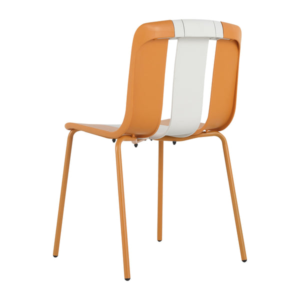 English Elm Holiday Stackable Polypropylene Side Chair Set of Four for Indoor Outdoor Dining Beige,Tropical Orange,White W3450P447383