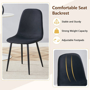 English Elm Table Set With Storage - Modern 71" White Grain Dining Table & 8 Black Linen-Cotton Chairs For Comfort W1151S04260-GIGA