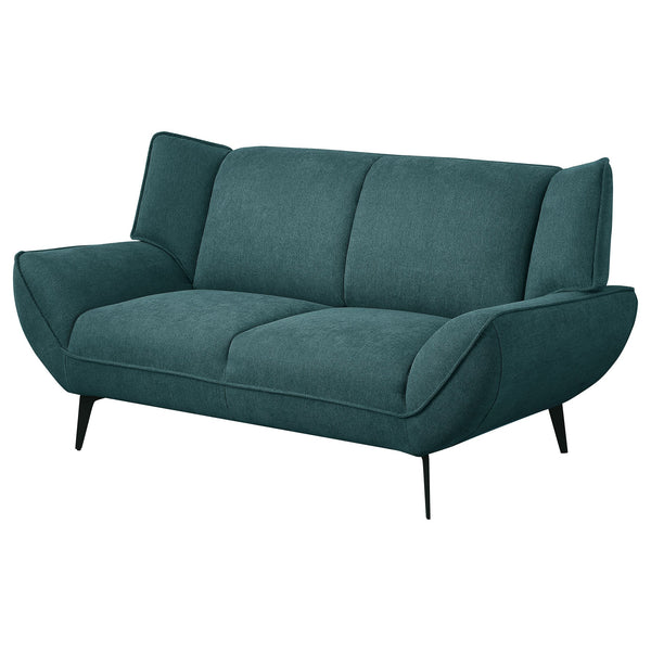 English Elm Logan Teal Blue Flared Arm Loveseat with Wingback Silhouette, Plush Foam Cushioning for Lounging B062P358466