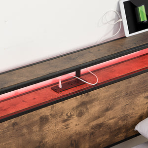 English Elm Full Bed Frame with Storage Headboard, USB Charging, RGB LED Lights, 4 Drawers, Sturdy Metal Design W2129P192350