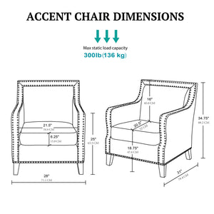 JLA Home INK+IVY - Accent Shasta Faux Leather Chair with Brass Nailhead Trim, Morocco Wood Legs, Durable Hardwood Frame II100-0267