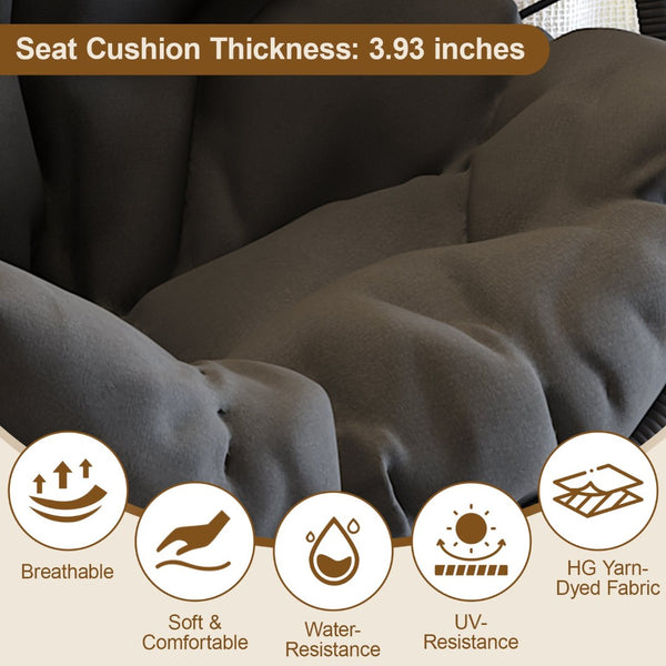 English Elm Outdoor Rattan Egg Swing Chair - Stylish Dark Gray Hanging Chair For Indoor & Outdoor Relaxation W2500P362156-GIGA