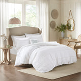 Madison Park Celeste Shabby Chic 4 Piece Microfiber 2-in-1 Duvet Set MP12-2531 White