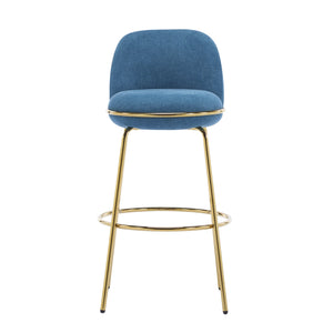 English Elm Christopher Knight Home® - Rio Claro Metal Upholstered Barstool Set of 2 – Sculptural Rounded Seat, Low Back, Stain-Resistant Fabric, Durable Frame, Space-Saving Design Blue,Gold N775P268026U