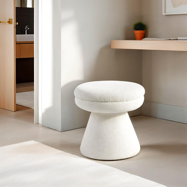 English Elm Contemporary Velvet Accent Stool with Gold Stainless Steel Base, Pleated Bow-Tie Design, Luxe Seat Beige 18 L x 18 W x 20 H B2741P388371