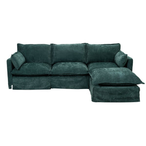 English Elm 93.31" Modular L-shaped Sectional with Movable Ottoman Chenille 4-seat Living Room Sofa Green W2795S00038