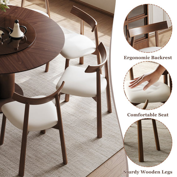 English Elm 59-inch Solid Oak Round Dining Set Wabi-sabi Sculpted Table Eight Chairs Lazy Susan W2700S00138