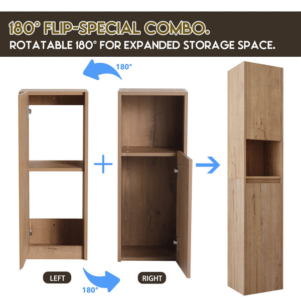 English Elm 12" Bathroom Side Cabinet - Modern Float Mount, Soft Close Doors & Reversible Design For Space-Saving W999S00375